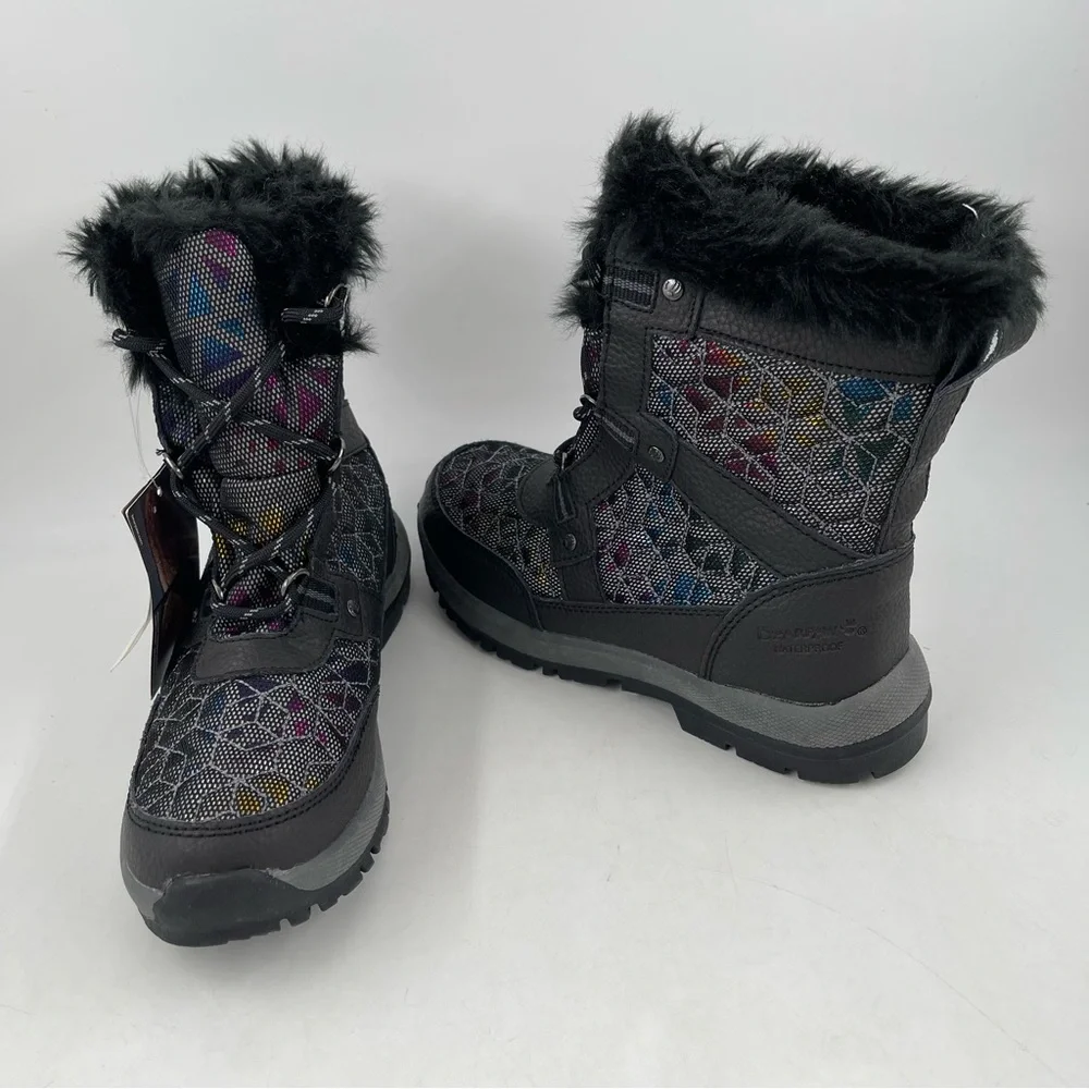 NWT! Bearpaw Big Kids Multicolor Fur Trimmed Wool Lined Winter Boots - Size 3 Y